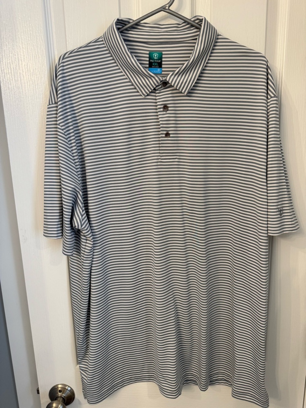Men's Pro Tour Short-Sleeve Striped Golf Polo Size XXL